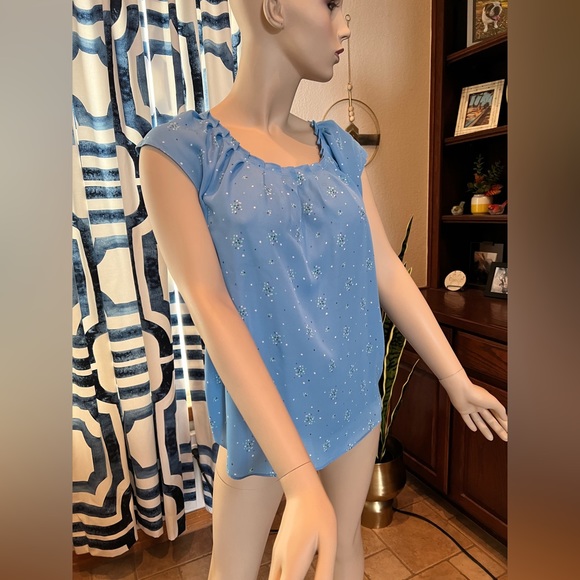 Lauren Conrad Tie Back Baby Blue Blouse Size Large - Picture 3 of 7